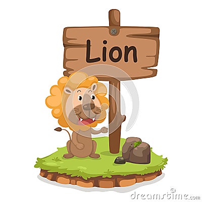 Animal alphabet letter L for lion illustration vector Vector Illustration