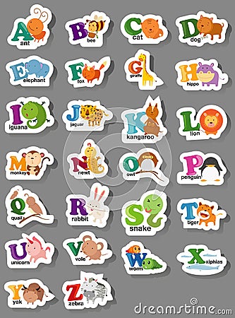 Animal alphabet letter a-z Vector Illustration