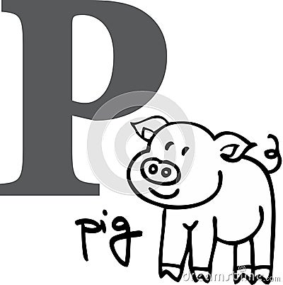 Animal alphabet P (pig) Stock Photo