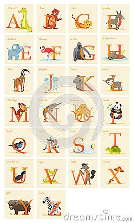 Animal alphabet set Vector Illustration