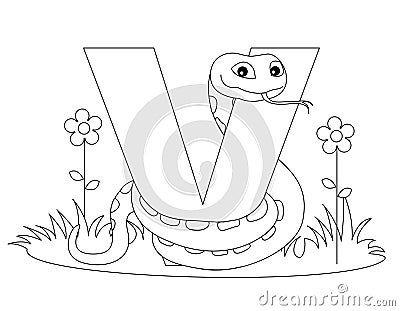 Animal Alphabet V Coloring Page Cartoon Vector | CartoonDealer.com #9999467