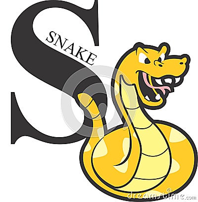 Animal Alphabet Yellow Snake Stock Photo