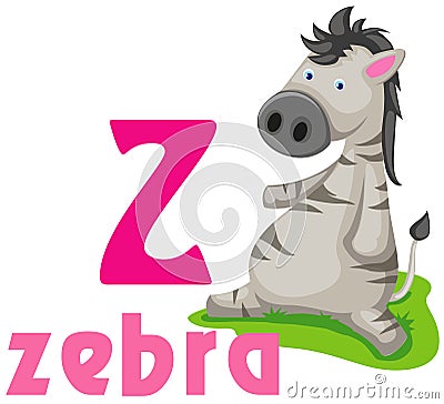 Animal alphabet Z Vector Illustration