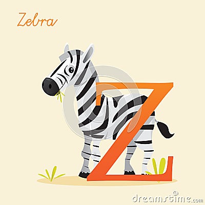 Animal alphabet with zebra Vector Illustration