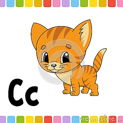 Animal alphabet. Zoo ABC. Cartoon cute animals isolated on white background. For kids education. Learning letters. Vector Vector Illustration