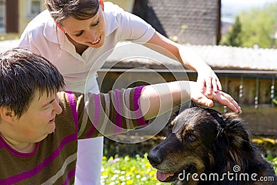 Animal assisted therapy with a dog Stock Photo