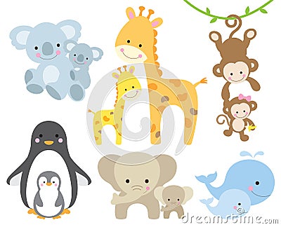 Animal and Baby Vector Illustration