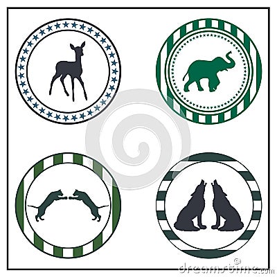 Animal badges Vector Illustration