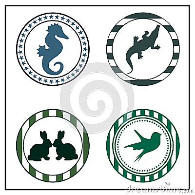 Animal badges Vector Illustration