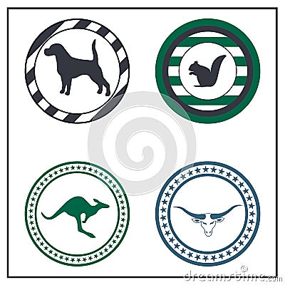 Animal badges Vector Illustration