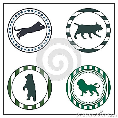 Animal badges Vector Illustration