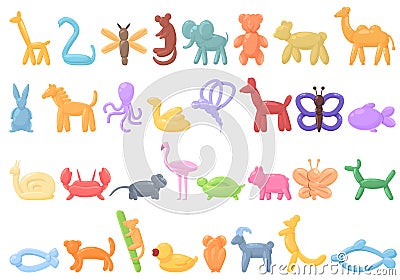 Animal balloons icons set cartoon vector. Funny horse Vector Illustration