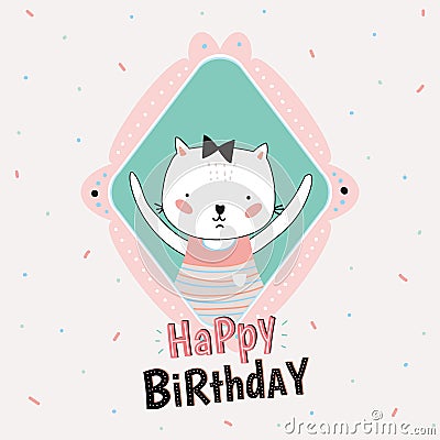 Animal Birthday greeting card design Vector Illustration