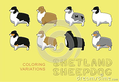 Dog Shetland Sheepdog Coloring Variations Cartoon Vector Illustration Vector Illustration