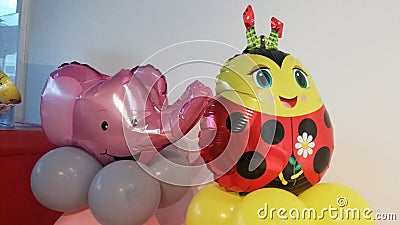 Animal cartoon party balloons indoors Editorial Stock Photo