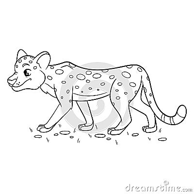 Animal character funny cheetah in line style. Children's illustration. Vector Illustration