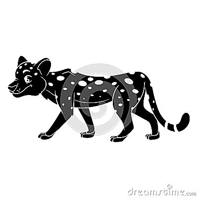 Animal character funny cheetah silhouette. Children's illustration. Vector Illustration