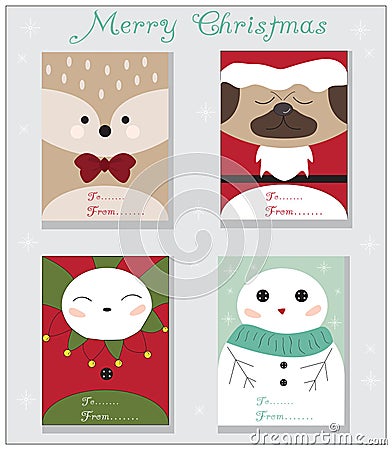 Animal christmas Cards set Stock Photo
