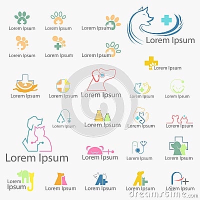 Animal Clinic Logo Set - Vector Vector Illustration