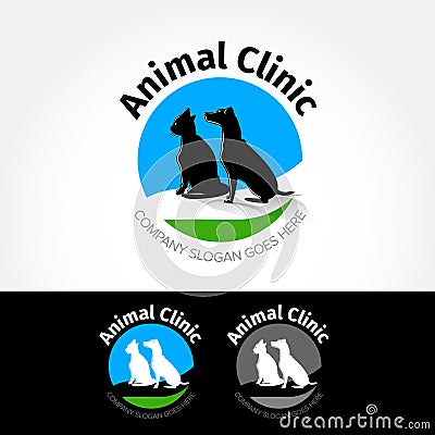 Animal clinic. Vector logo design template for pet shops, veterinary clinics and homeless animals shelters. Vector Illustration