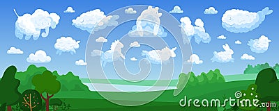 Animal Clouds Colored Composition Vector Illustration