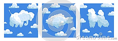 Animal Clouds Design Concept Set Vector Illustration