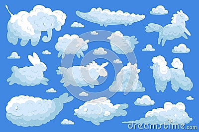 Animal Clouds Icon Set Vector Illustration