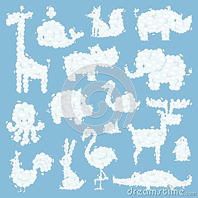 Animal clouds silhouette pattern vector illustration. Vector Illustration