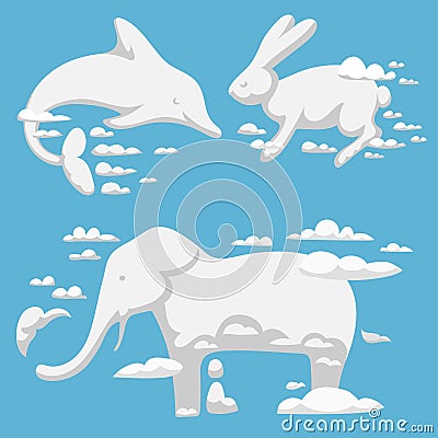 Animal clouds silhouette pattern vector illustration abstract sky cartoon environment natural wilding beast ornament Vector Illustration