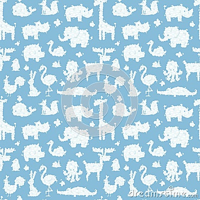 Animal clouds silhouette pattern vector illustration seamless pattern Vector Illustration