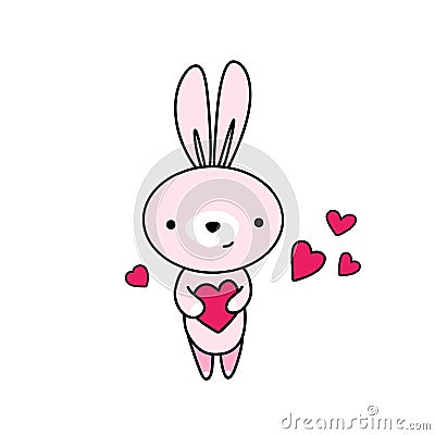 Animal collection cute baby character illustration print rabbit Vector Illustration