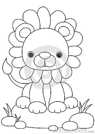 Animal coloring page lion Stock Photo