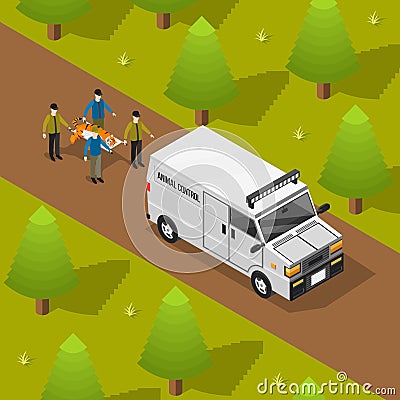 Animal Control Isometric Composition Vector Illustration