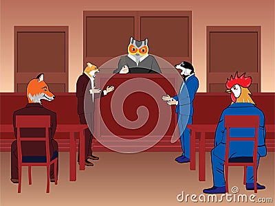 Animal courtroom Vector Illustration