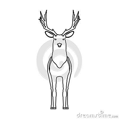 Animal deer outline silhouette vector icon illustration nature art design with horn. Wildlife deer line silhouette head drawing Vector Illustration