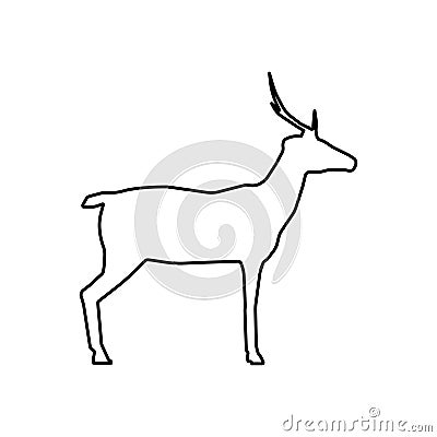 Animal deer outline silhouette vector icon illustration nature art design with horn. Wildlife deer line silhouette head drawing Vector Illustration