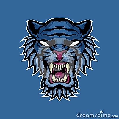 Blue tiger mascot Vector Illustration