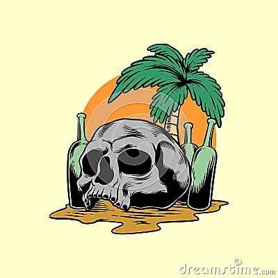 Forgotten skull hand drawing style Vector Illustration