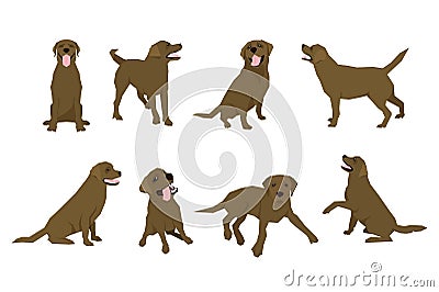 Animal dog Labrador character icon set in flat style. Design template. Vector Illustration