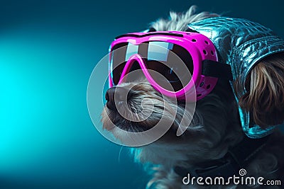 Animal dog portrait domestic puppy adorable sunglasses fun breed pet cute purebred Stock Photo