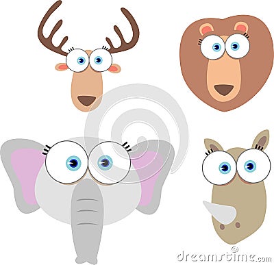 Animal Face with big eye Vector Illustration