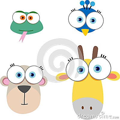 Animal Face with big eye Vector Illustration