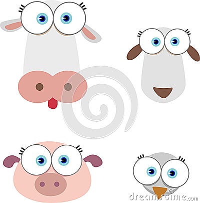 Animal Face with big eye Vector Illustration