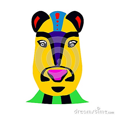 Animal face cartoon illustration, Mayan aztec totem style mask Vector Illustration