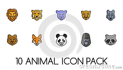 Animal Face Icons Logos Pack Vector Illustration