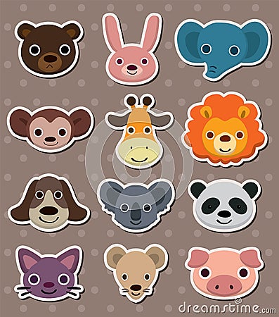 Animal face stickers Vector Illustration