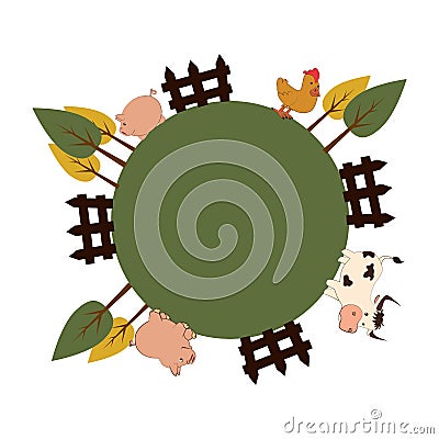 Animal farm in field Vector Illustration