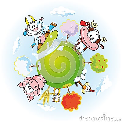 Animal farm land Vector Illustration