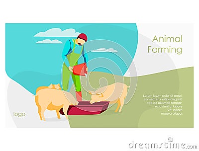 Animal farmer landing page Vector Illustration