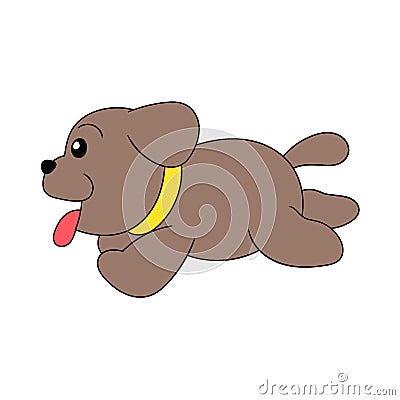 Animal fat puppies are running around Vector Illustration